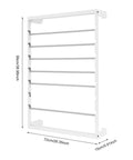 6 Rod Wall Mounted Wire Spool Rack Adjustable Cable Organizer For Garage Workshop Save Space Easy Install with six rods in white.