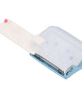 3 Hole Paper Puncher For Office Or DIY Projects, Handheld 5 Sheet Capacity, durable metal body with plastic cover, side view