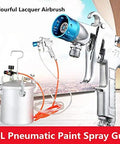 Hustle Friendly 10L Pneumatic Paint Pressure Pot With Upgraded Spray Gun, chrome build, ideal for smooth lacquer applications.