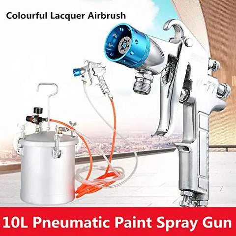 Hustle Friendly 10L Pneumatic Paint Pressure Pot With Upgraded Spray Gun, chrome build, ideal for smooth lacquer applications.