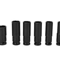 Rock Solid 9-Pcs 1/2in Impact Socket Set For Auto Repair Made From Tough High Carbon Steel With Sleek Black Coating For Heavy Duty Bolt And Nut Jobs That Need Quick Grippers And Fastener Removal, six black sockets