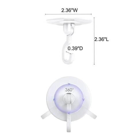 Heavy Duty Adhesive Swivel Hooks Four Pack No Drill Rotating Wall Mounts For Living Room Lights Indoor Plants Wind Chimes surface details