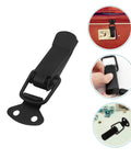 Universal Push Close Latch Kit with 4 Piece Spring Loaded Toggle Hasp shown in black for cabinets, doors, windows, and lids