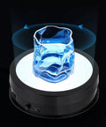 Flyrivergo 7.9Inch Rotating Display Stand With Led Light, 44 Lb Capacity Turntable showcasing a blue glass on a lit platform.