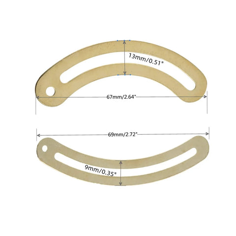 10 Pieces Lid Support Hinges For Wooden Boxes And Cabinets, Gold Iron Recurved Stay Hinges, Size 69 By 9 Mm, Dimensions