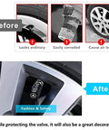 Mercedes Benz Alloy Tire Valve Stem Caps 4 Pack Easy Grip Anti Corrosion Leak Proof Car Tire Air Caps Cover Dust Proof for All Models Including CLK GLK GLS GLE AMG Series installed on wheel
