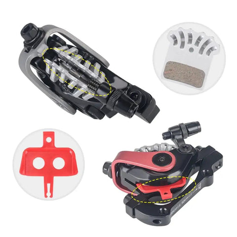 Beast Mode Mountain Bike Front Disc Brake Kit With Twin Piston Mechanical Caliper And Machined Aluminum Body Built Tough For Electric Bikes Knocking Out Rough Stops Smoothly, showing caliper details and components.