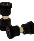 Two black rubber and metal bushings from the Beefed Up Rear Leaf Spring Bushing Kit For Golf Cart Suspension System Rubber And Metal Construction With High Resilience Easy Install Replacement Part For Golf Cart Parts And Accessories To Deliver A Smooth Stable Ride, shown on a white background.