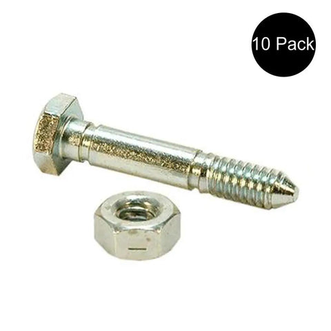 10 Pack Rock Solid Shear Pin And Nut Replacement Kit For John Deere Ariens Snow Throwers 1-9/16 By 1/4 Inches Replace Am123342 Heavy Duty Parts Fit Jacobsen Rotary Compact Blowers