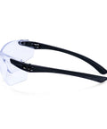 Badass WrapAround Safety Glasses With Hella Comfort Nylon Frame And Tight Adjustable Arms for top shelf eye protection side view