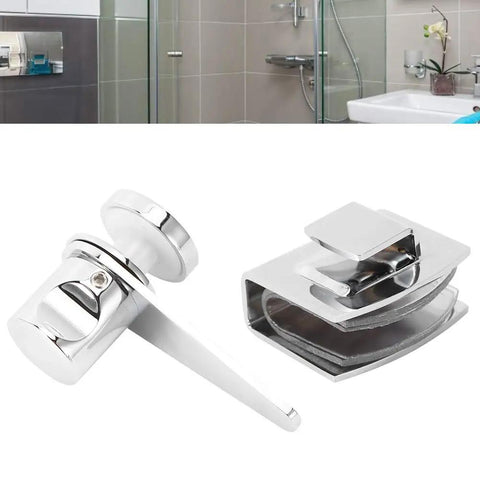 Heavy Duty 304 Stainless Steel Glass Door Latch For Bathrooms And Showers, polished design, includes latch and mounting hardware.