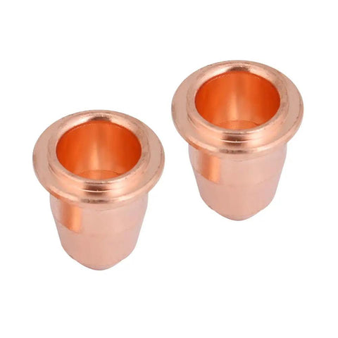 Badafaci Plasma Cutter Consumables Electrode Nozzle Kit For S25 And S45 Torch featuring two copper PD0116 nozzles for plasma cutting.