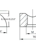 Technical drawing of 1/4-20 Steel T-Nut With Ball Spring For Aluminum Extrusion Rails, dimensions labeled in inches and millimeters.