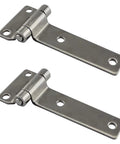 Solid Forged Stainless Steel T Shaped Container Hinges, Highly Polished Marine Grade 304 Stainless, Pack of 2, top view