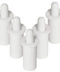 Five white plastic 20mm heavy duty shutter repair pins for plantation blinds replacement hardware.