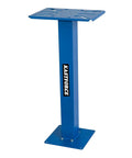 Sturdy Bench Grinder Stand With 13.7 Inch By 10 Inch Top Plate, 34 Inch Height, 350x250mm Work Table For Secure Mounting in blue.