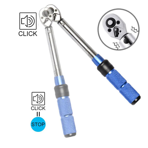 Bike Torque Wrench Set One Quarter Inch Drive 2 To 24 Nm Micro Adjustable ratchet mechanism with blue grip