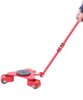 Beefy 2 Ton Machinery Mover Dolly Set Of 4 With 360 Degree Swivel PU Wheel Rollers Heavy Duty Industrial Equipment Transport Skate For Warehouse Factory Garage Move red dolly with handle