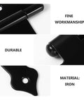 Close-up of Heavy Duty Black T Shaped Door Hinges Decorative Flower Strap Design For Barn Doors And Outdoor Fences in iron material.