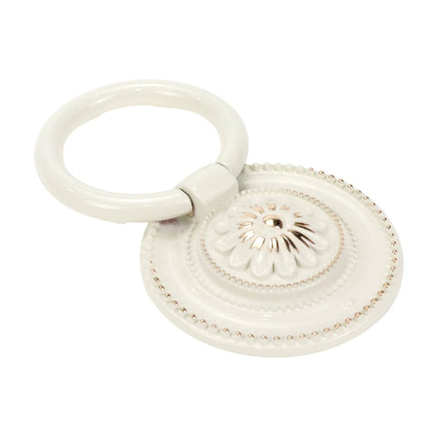 European Style Drop Ring Pull Handles for Cabinets and Drawers Lotus Pattern Knobs 2.2 Inch Diameter Zinc Alloy Pack of 6