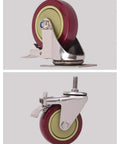 Heavy Duty Silent Caster Wheels M12 X 30Mm Stem with dual bearings and locking brakes showcased from two angles.