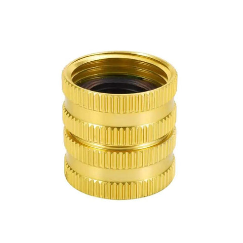 2 Pack Three Quarters Inch GHT Female to Female Garden Hose Connector Brass Swivel Fittings for Standard Hoses and Watering Tools, Heavy Duty, Corrosion Resistant, Rustproof, Durable, Easy Quick Connect brass female hose connector