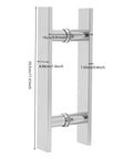 12 Inch Push Pull Door Handle Set For Glass And Wood Doors Double Sided H Shape Stainless Steel Bar With Sleek Chrome Mirror Finish Back To Back Pair For Double Doors Flat Rectangle Style Fit 0.47 Inch Door Thickness, 29.5cm x 4.06cm