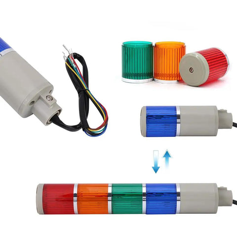 Four Stack Andon Tower Lights Kit For Industrial Machines, Ultra Bright Four Color Signal Lights, detachable stack parts