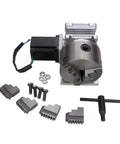 Straight Up Precision 4th Axis Gearbox For CNC Router, Hella Tough Rotary Three Jaw 100mm Chuck With 20 To 1 Ratio, Smooth Engraving Tailstock, Sweet Upgrade For Wood And Metal Jobs with motor and jaws.