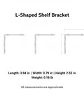 Diagram of Rugged Stainless Steel L Shaped Shelf Bracket 4.5 x 2.5 Inch Wall Mount For Kitchen And Bathroom Shelves Built To Last