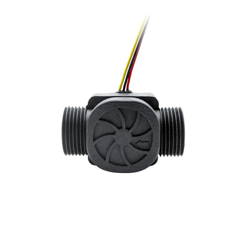Compact Nylon Three Quarter Inch DN20 Hall Effect Water Flow Sensor With Liquid Level Switch, close-up view of front turbine wheel.