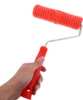 Knockout 2 Piece Wood Grain Texture Paint Roller Pair featuring rock solid grip handle, 7 inch roller, red handle, ideal for drywall mud work.