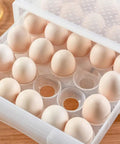 Top view of Drawer Type Egg Holder With 60 Grid Large Capacity For Home Use Multi Layer Egg Storage Container Space Saving Kitchen Organizer Keeps Eggs Fresh In Two Tiers with eggs inside