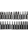 Built Tough 33 Piece Security Tamper Proof Bit Set With Torx T10 T15 Hex And Tri Wing bits in organized layout.