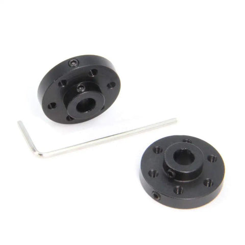 Two Pack Black Rigid Flange Shaft Couplings, Built Tough Universal Aluminum Mounting Hub For 6mm Shafts with hex key