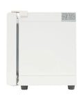 Heavy Duty 800W 110V Electric Convection Oven With Stainless Steel Construction Digital Thermostat Control side view, white exterior, compact design.