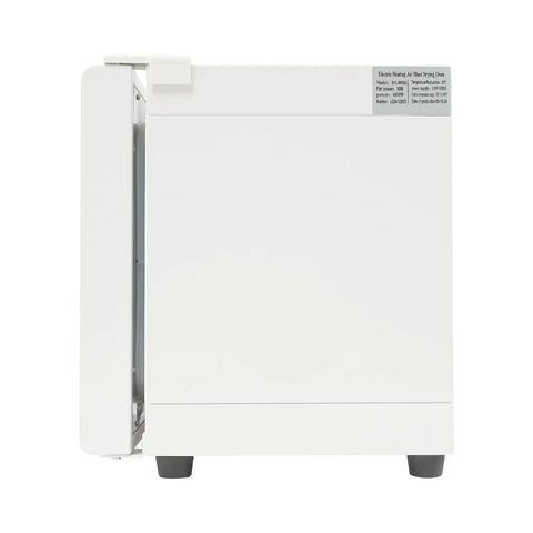 Heavy Duty 800W 110V Electric Convection Oven With Stainless Steel Construction Digital Thermostat Control side view, white exterior, compact design.