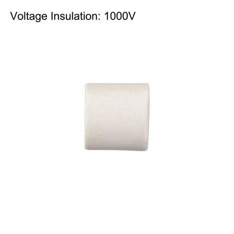 Ceramic insulated tube for electrical wires, 8 mm diameter, white, single bore, side view.