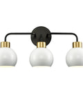 Three Light Bathroom Vanity Light With White Shade In Black Finish Wall Mount Vanity Fixture For Over Mirror Modern Bath Lighting