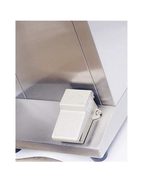 Foot pedal control for Heavy Duty Semi Automatic Piston Filling Machine Worry Free Spiral Mixing, stainless steel design.