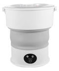 Compact Folding Mini Washing Machine Portable Laundry Basin Road Trip Ready Dorm Staple with a gray and white foldable design.