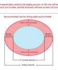 Diagram showing dimensions for 30 Inch Kitchen Tabletop Lazy Susan Turntable With Tempered Glass 360 Degree Swivel Serving Tray