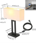 Diagram showing dimensions of White Indoor Table Lamp with Dimmable Brightness and On Off Switch, black base, 65.8 inch cord.
