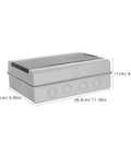 Heavy Duty Weatherproof Outdoor Electrical Box With Reinforced Breaker Panel Cover, dimensions 28.9cm x 22.9cm x 11cm, protects wiring outdoors.