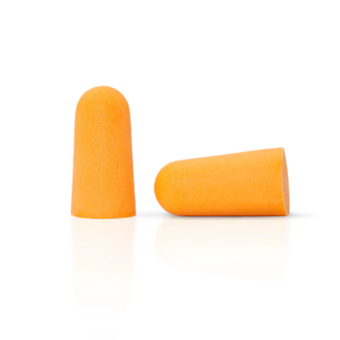 Orange Ultra Soft Foam Ear Plugs For All-Day Comfort And Heavy Noise Reduction, Tapered Bullet Design With Smooth Dirt-Resistant Surface