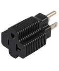 15 Amp To 20 Amp Plug Adapter For Home Use ETL Listed NEMA 5-15P To 5-15R And 5-20R Combo in black plastic, side view