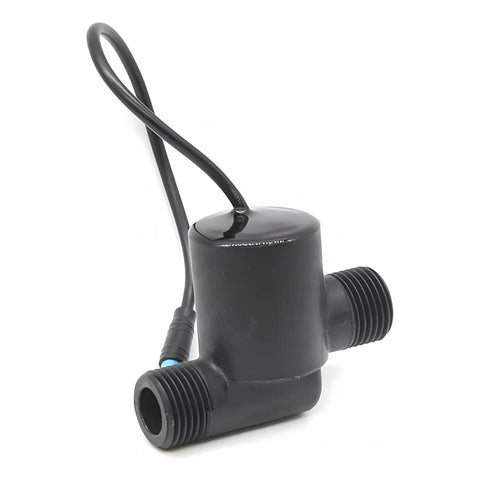 Self Powered Micro Hydroelectric Generator For Home Use - Compact black water flow turbine with G1/2 thread, side view