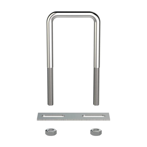 Two Sets Of 304 Stainless Steel Square U Bolts With M8 Nuts, 2.75 Inch Inner Width, 4.33 Inch Length, Frame Plate Included