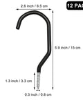 Heavy Duty Bike Storage Hooks 12 Pack Wall And Ceiling Mounted Bicycle Hooks with dimensions and measurements displayed.