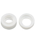 Two white alumina cups from 87 Piece TIG Welding Torch Kit With Gas Lens, Alumina Cups, Glass Cups, Stubby Back Cap And Copper Collets.